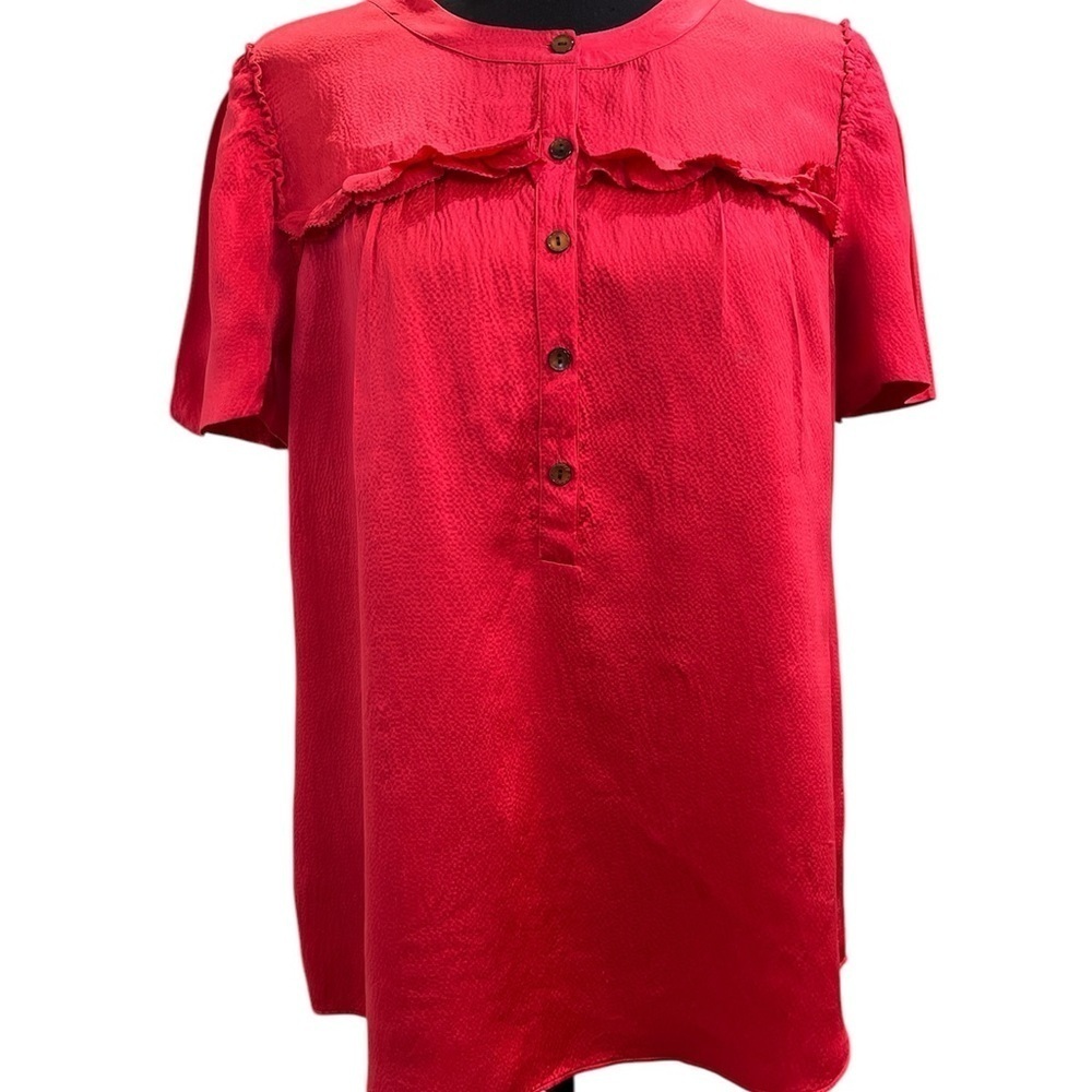 J.Crew Vibrant Red Silk Blouse
